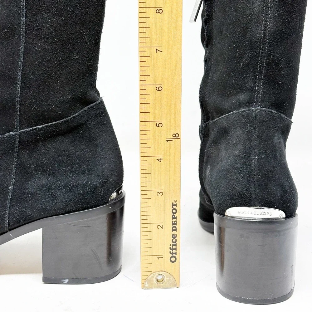 Michael Kors Black Suede Over the Knee Tall Block Heel Boots Size 7.5M
